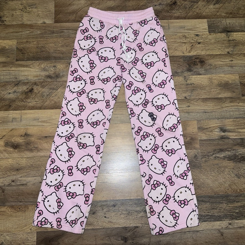 Hello Kitty Pajama Pants Sanrio Anime Elastic Waist And Hem Trousers Sz XXS (00)